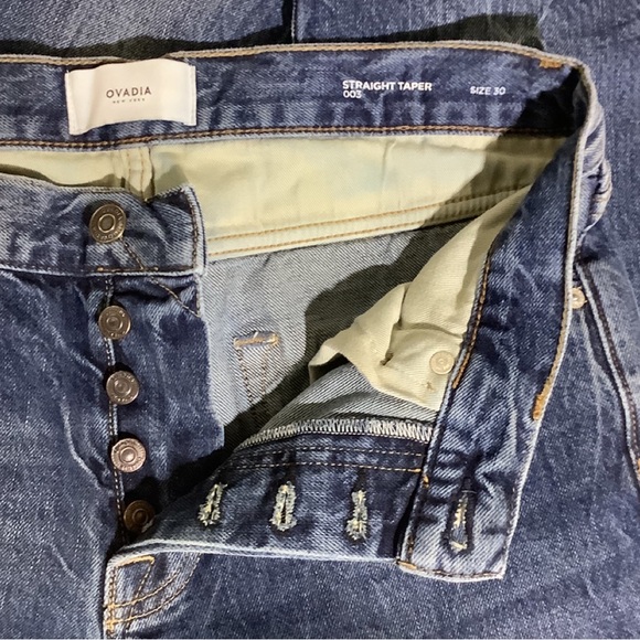 Men’s OVADIA 003 Luxury Patchwork Button-Fly Relaxed Fit Denim Jeans Sz 30 - Picture 4 of 7